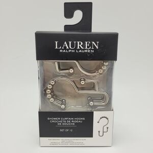 Lauren Ralph Lauren Shower Curtain Hooks Set Of 12 Satin Nickel NEW